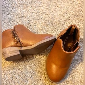 Faux leather buckled side-zip bootie for toddler girl